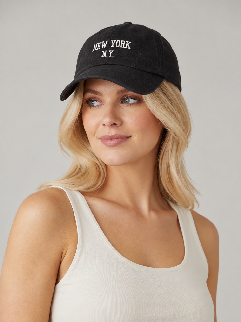 NEW YORK NY Black White Graphic Print Adjustable Dad Hat OS